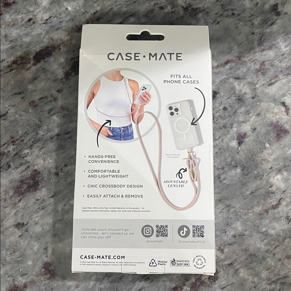 New Case Mate Phone Crossbody Taupe Rope Strap - Picture 2 of 9